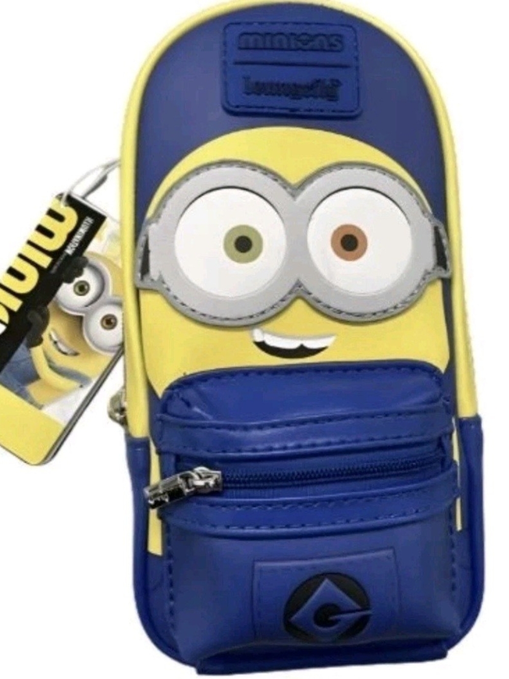 Loungefly Blue and Yellow Minions Patterned Crossbody Bag